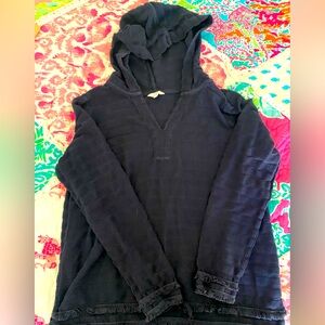 Navy Crown & Ivy Frayed Hoodie